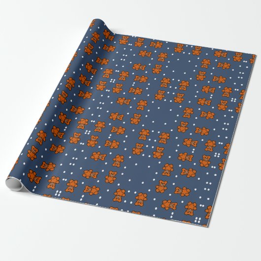 Niedlicher Teddybär auf Polka dot Geschenkpapier (Ungerollt)