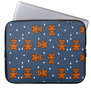 Niedlicher Teddybär auf polka dot Laptopschutzhülle