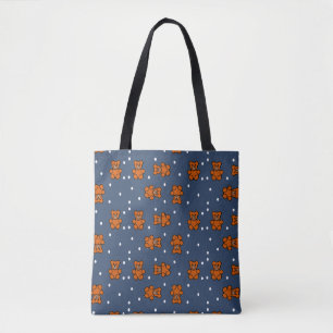 Niedlicher Teddybär auf Polka dot Tasche