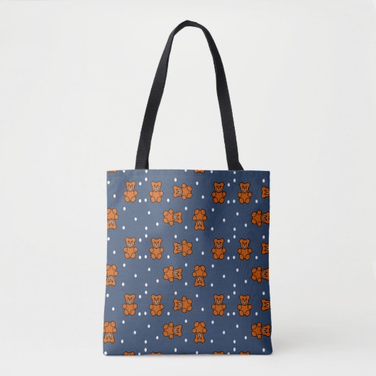 Niedlicher Teddybär auf Polka dot Tasche (Vorderseite)