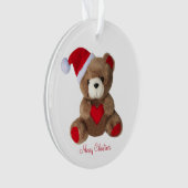 Niedlicher Teddybär auf Weiß Ornament (Vorderseite)