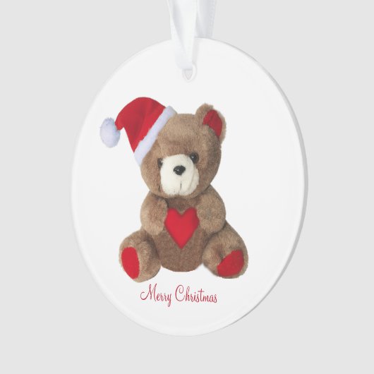 Niedlicher Teddybär auf Weiß Ornament (Vorderseite)