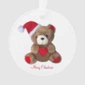 Niedlicher Teddybär auf Weiß Ornament (Vorderseite)