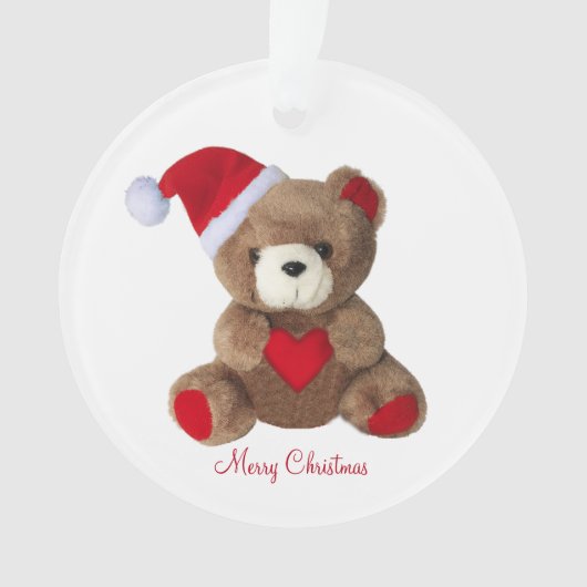 Niedlicher Teddybär auf Weiß Ornament (Vorderseite)