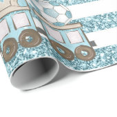 Niedlicher Teddybär, Baby-Dusche blau Geschenkpapier (Rolleneckpunkt)