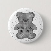 Niedlicher Teddybär - Benutzerdefinierter Text Sch Button (Vorderseite)