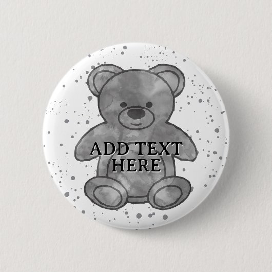 Niedlicher Teddybär - Benutzerdefinierter Text Sch Button (Vorderseite)