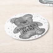 Niedlicher Teddybär - Benutzerdefinierter Text Sch Runder Pappuntersetzer (Angewinkelt)