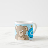 Niedlicher Teddybär blau gelb mit Sternenkind Espressotasse (Vorderseite Rechts)