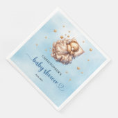 Niedlicher Teddybär, blau und goldgelb Serviette (Ecke)