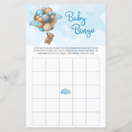 Niedlicher Teddybär blaubraune Ballons Baby Bingo