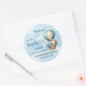 Niedlicher Teddybär blauer brauner Elfenbein Heißl Runder Aufkleber (Umschlag)