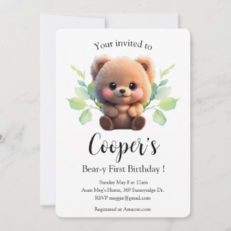 Niedlicher Teddybär boho botanischer 1. Geburtstag
