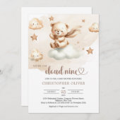 Niedlicher Teddybär, braune Elfenbeinwolke neun Einladung (Vorne/Hinten)