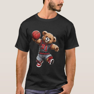 Niedlicher Teddybär, der Basketballsport spielt W T-Shirt
