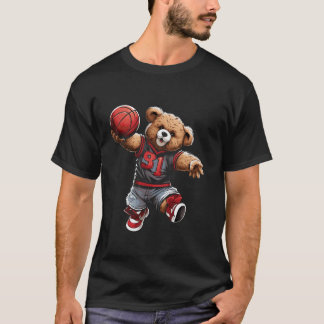 Niedlicher Teddybär, der Basketballsport spielt W T-Shirt