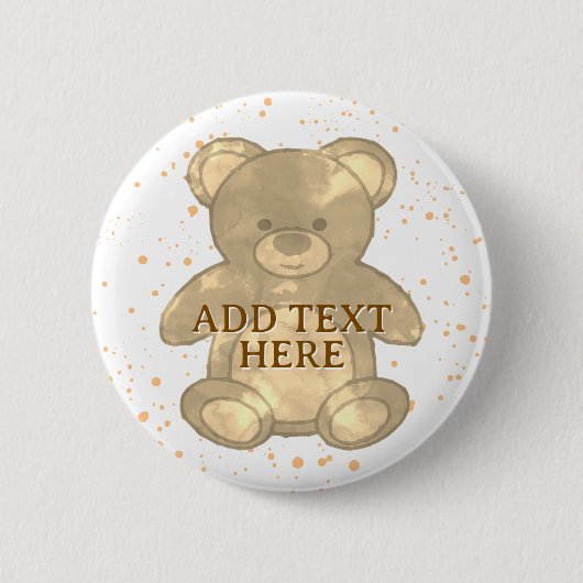 Niedlicher Teddybär-eigener Text Button (Vorderseite)
