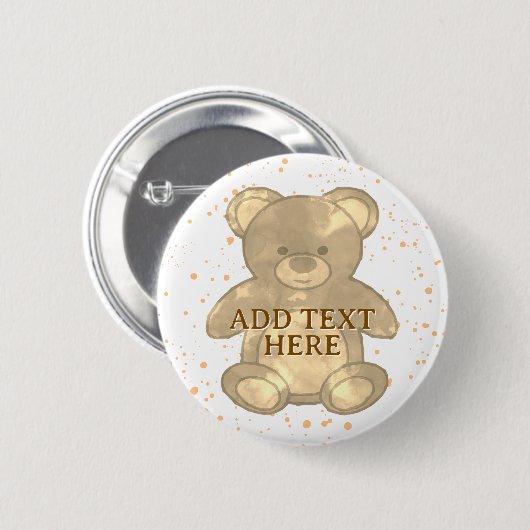 Niedlicher Teddybär-eigener Text Button (Vorne & Hinten)