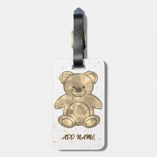 Niedlicher Teddybär-eigener Text Gepäckanhänger (Rückseite vertikal)