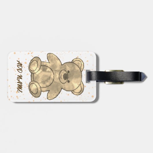 Niedlicher Teddybär-eigener Text Gepäckanhänger (Rückseite horizontal)