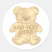Niedlicher Teddybär-eigener Text Runder Aufkleber (Vorderseite)