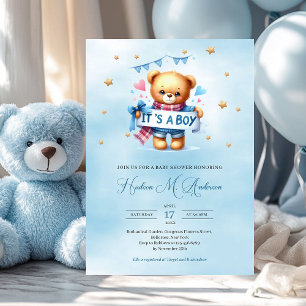 Niedlicher Teddybär, ein Baby-Duschkopf Einladung