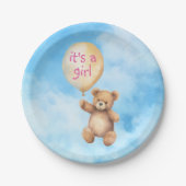 Niedlicher Teddybär, ein Ballon-Babydusche Pappteller (Vorderseite)