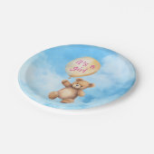 Niedlicher Teddybär, ein Ballon-Babydusche Pappteller (Schrägansicht)