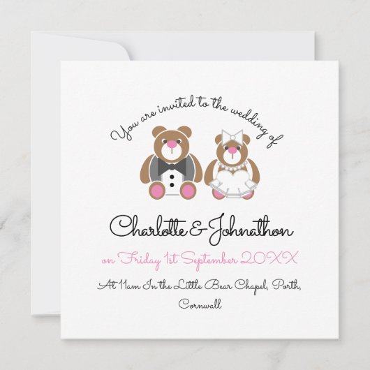 Niedlicher Teddybär Einladung (Rückseite)