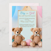 Niedlicher Teddybär - Er oder sie - Geschlechtsver Einladung (Vorne/Hinten)