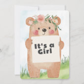 Niedlicher Teddybär Es ist ein Mädchen-Dusche Einl Einladung (Vorderseite)