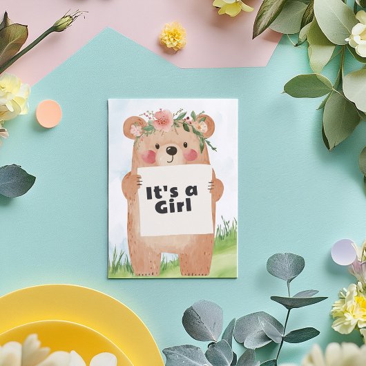 Niedlicher Teddybär Es ist ein Mädchen-Dusche Einl Einladung