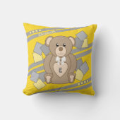Niedlicher Teddybär, gelb grau mit Kinderzimmer Kissen (Vorderseite)