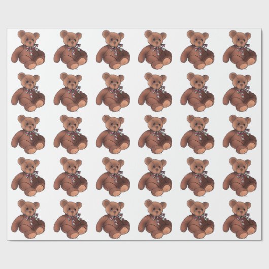 niedlicher Teddybär Geschenkpapier (Flach)