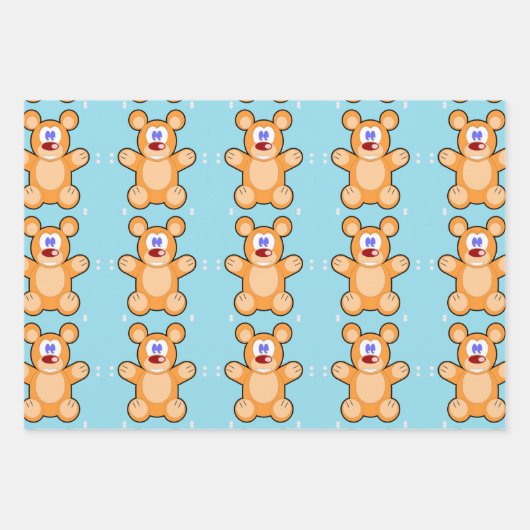 niedlicher Teddybär Geschenkpapier Set (Vorderseite)