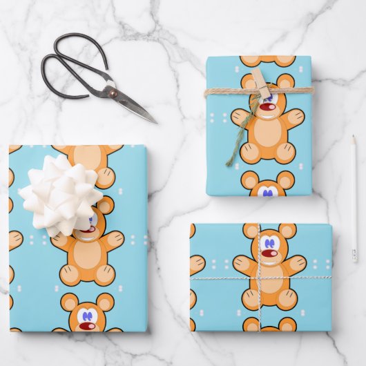 niedlicher Teddybär Geschenkpapier Set (Vorderseite)