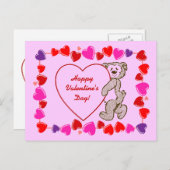 Niedlicher Teddybär Herzkid's Valentinstag Feiertagspostkarte (Vorne/Hinten)