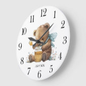 Niedlicher Teddybär Honigtopf Große Wanduhr (Winkel)
