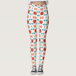 Niedlicher Teddybär im Korallenmuster Leggings