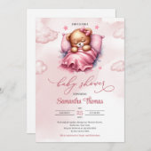 Niedlicher Teddybär in Aquarellfarbe Einladung (Vorne/Hinten)