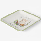 Niedlicher Teddybär in Blume Basket Grüne Babydusc Pappteller (Gewinkelt)