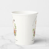 Niedlicher Teddybär in Blume Basket Pink Babydusch Pappbecher (Rechts)