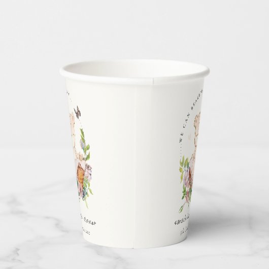 Niedlicher Teddybär in Blume Basket Pink Babydusch Pappbecher (Rechts)