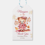 Niedlicher Teddybär in einer rosa Jacke Danke Geschenkanhänger (Vorderseite)