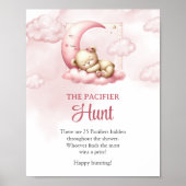 Niedlicher Teddybär in Rosa Der Schnuller Jagd Poster (Vorne)