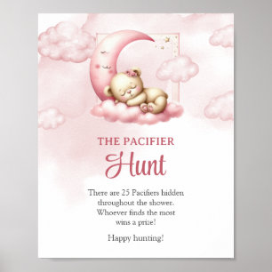 Niedlicher Teddybär in Rosa Der Schnuller Jagd Poster