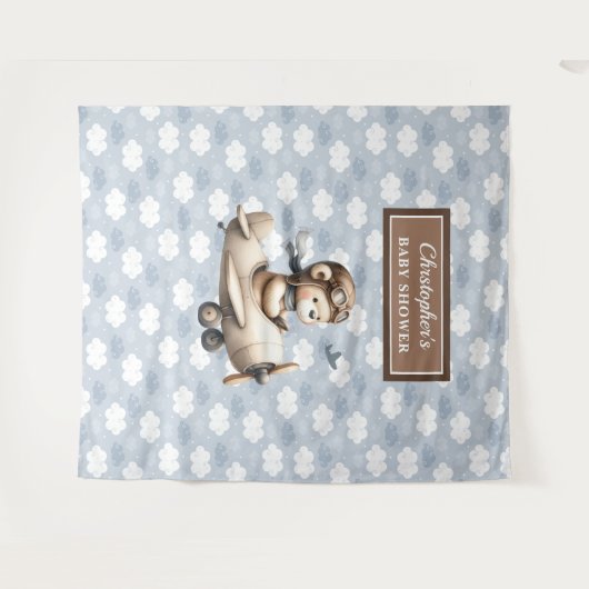 Niedlicher Teddybär, Jungenduschzeichen Wandteppich (Vorderseite (Horizontal))