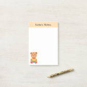 Niedlicher Teddybär Kinder Personalisiert Post-it Klebezettel (Auf Schreibtisch)