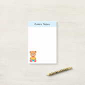 Niedlicher Teddybär Kinder Personalisiert Post-it Klebezettel (Auf Schreibtisch)