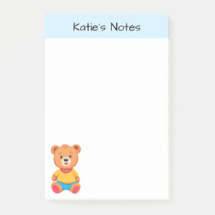 Niedlicher Teddybär Kinder Personalisiert Post-it Klebezettel
